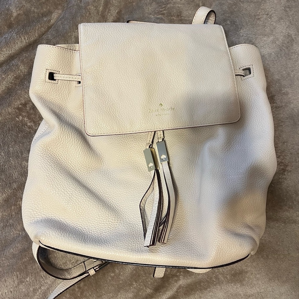 kate spade Cream Leather Backpack with Tassel